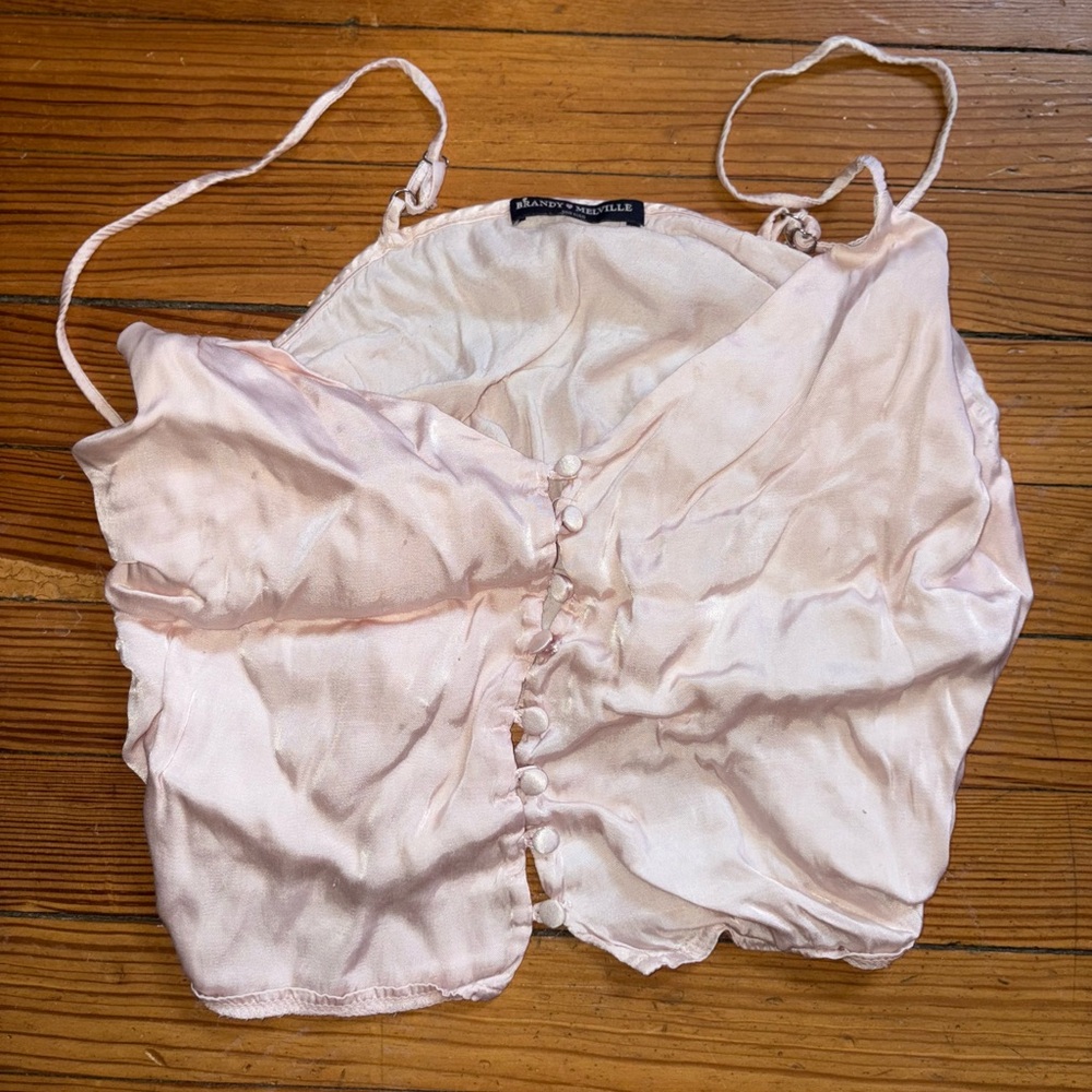 BRANDY MELVILLE Baby Pink Silk Cami Top